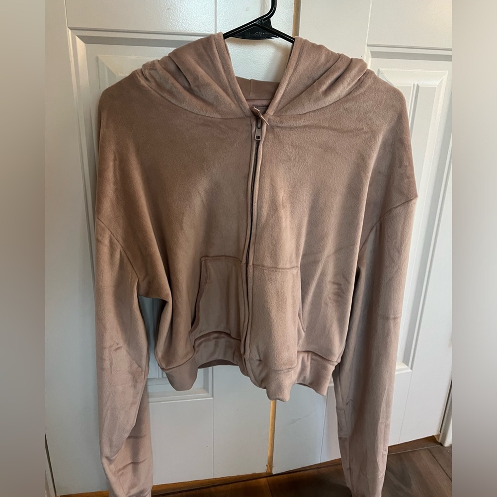 Skims Velour Zip Hoodie Jacket Size Large